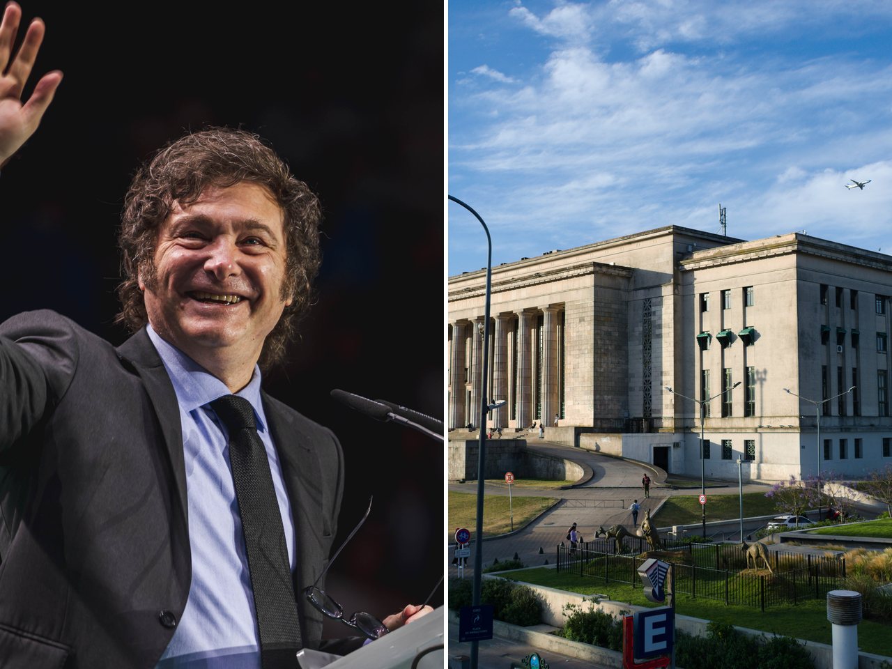 Argentine President Javier Milei and the University of Buenos Aires (file photos)
