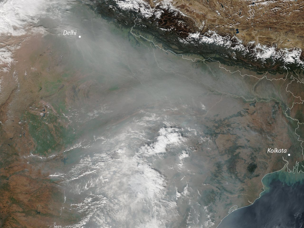 Satellite view of haze over northern India (file photo)