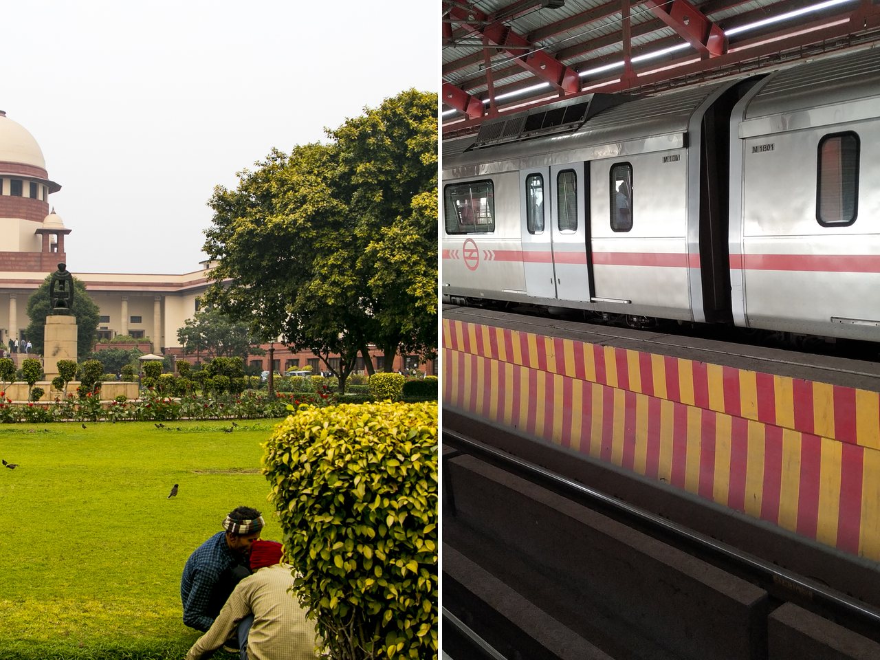 Supreme Court of India building and Delhi Metro train (file photos)