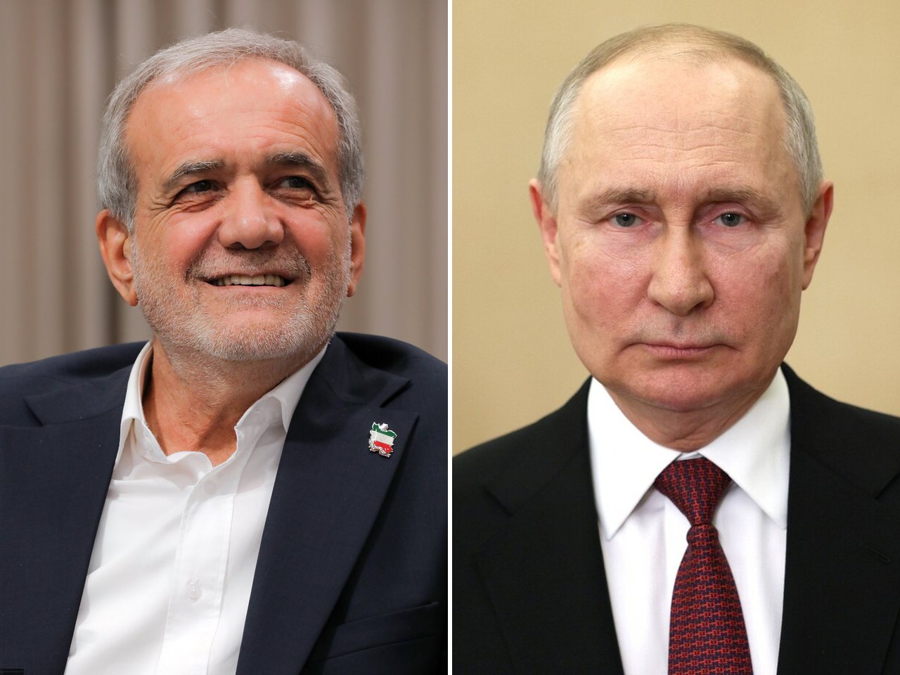Iranian President Masoud Pezeshkian and Russian President Vladimir Putin (file photos)