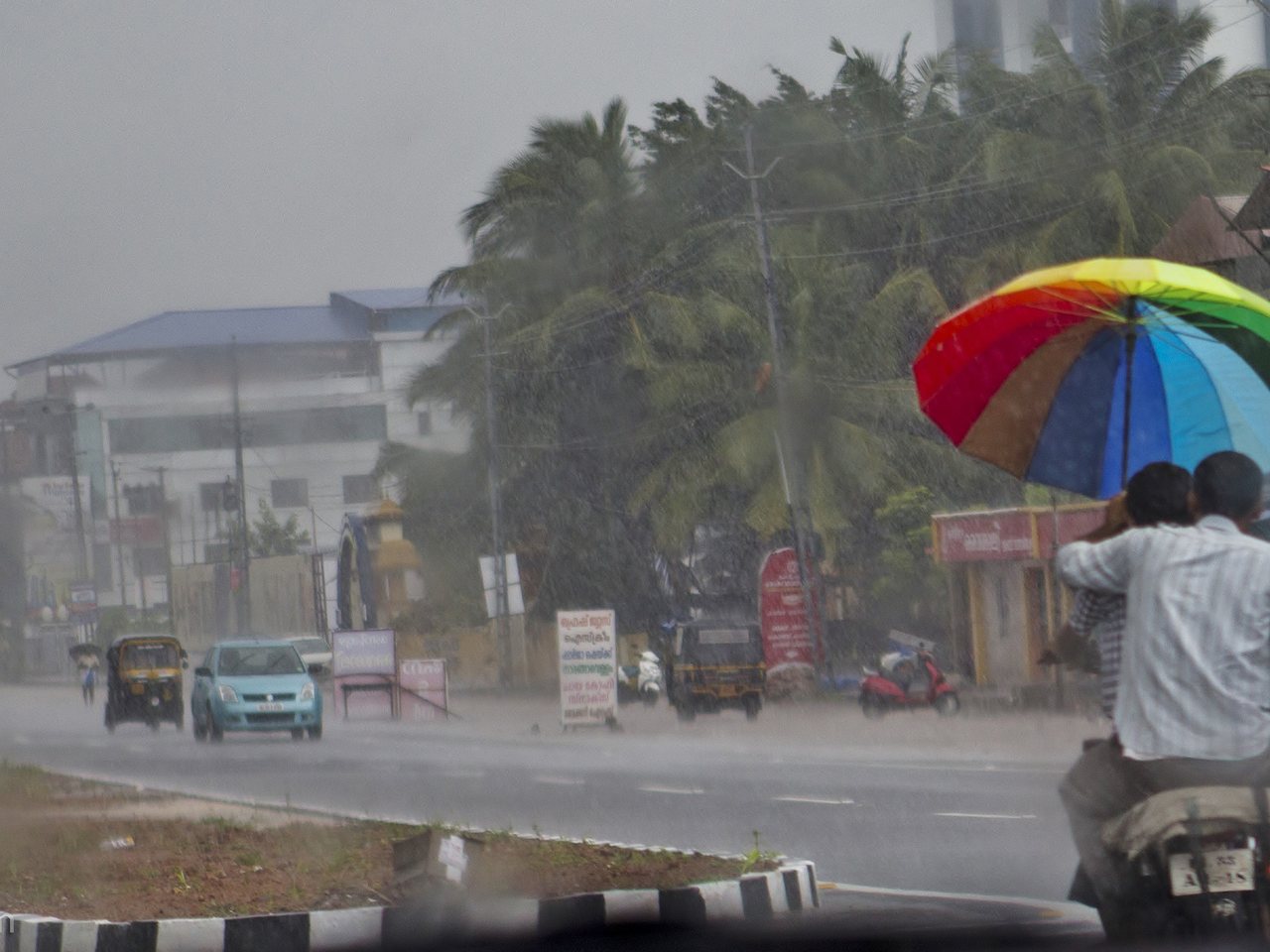 Monsoon rain on a road in Keralam (file photo)