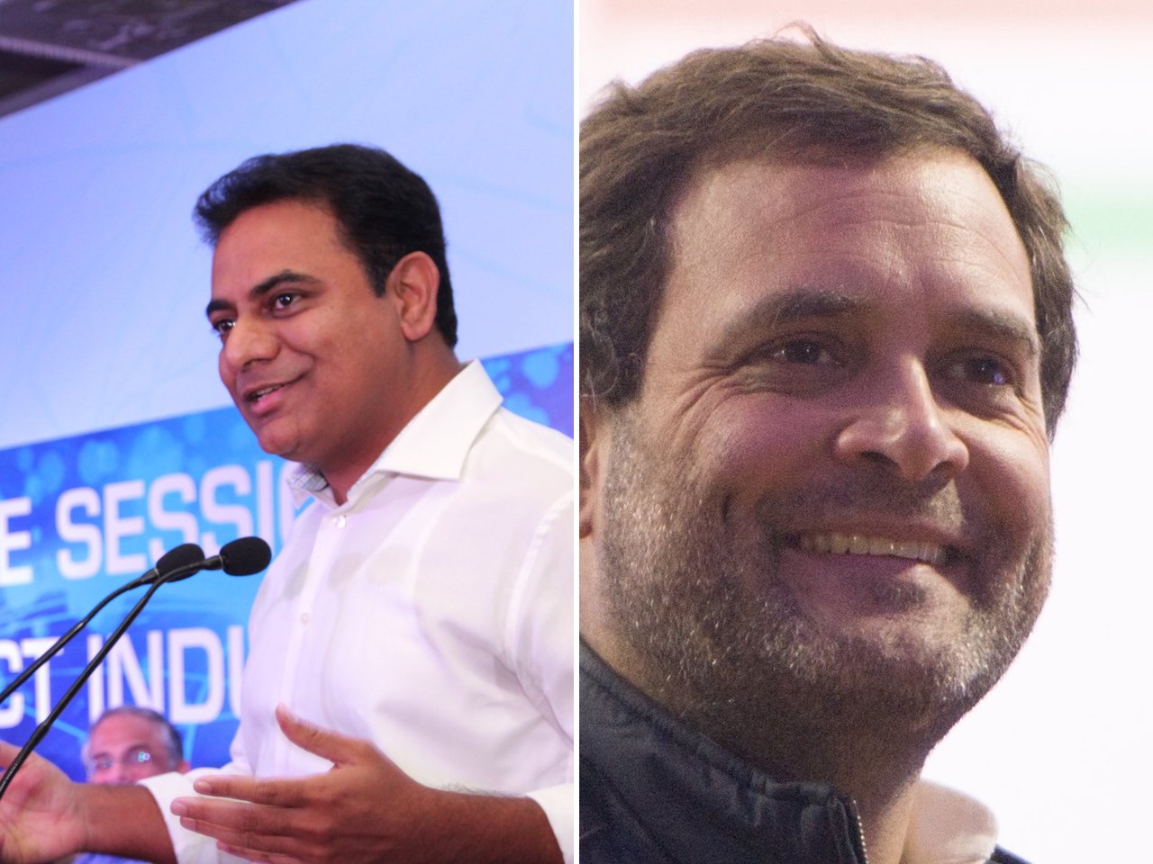बीआरएस कार्यकारी अध्यक्ष के टी रामाराव और कांग्रेस नेता राहुल गांधी (फ़ाइल फ़ोटो)