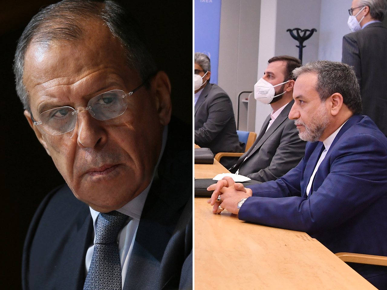 Russian Foreign Minister Sergei Lavrov and Iranian Foreign Minister Abbas Araghchi (file photos)