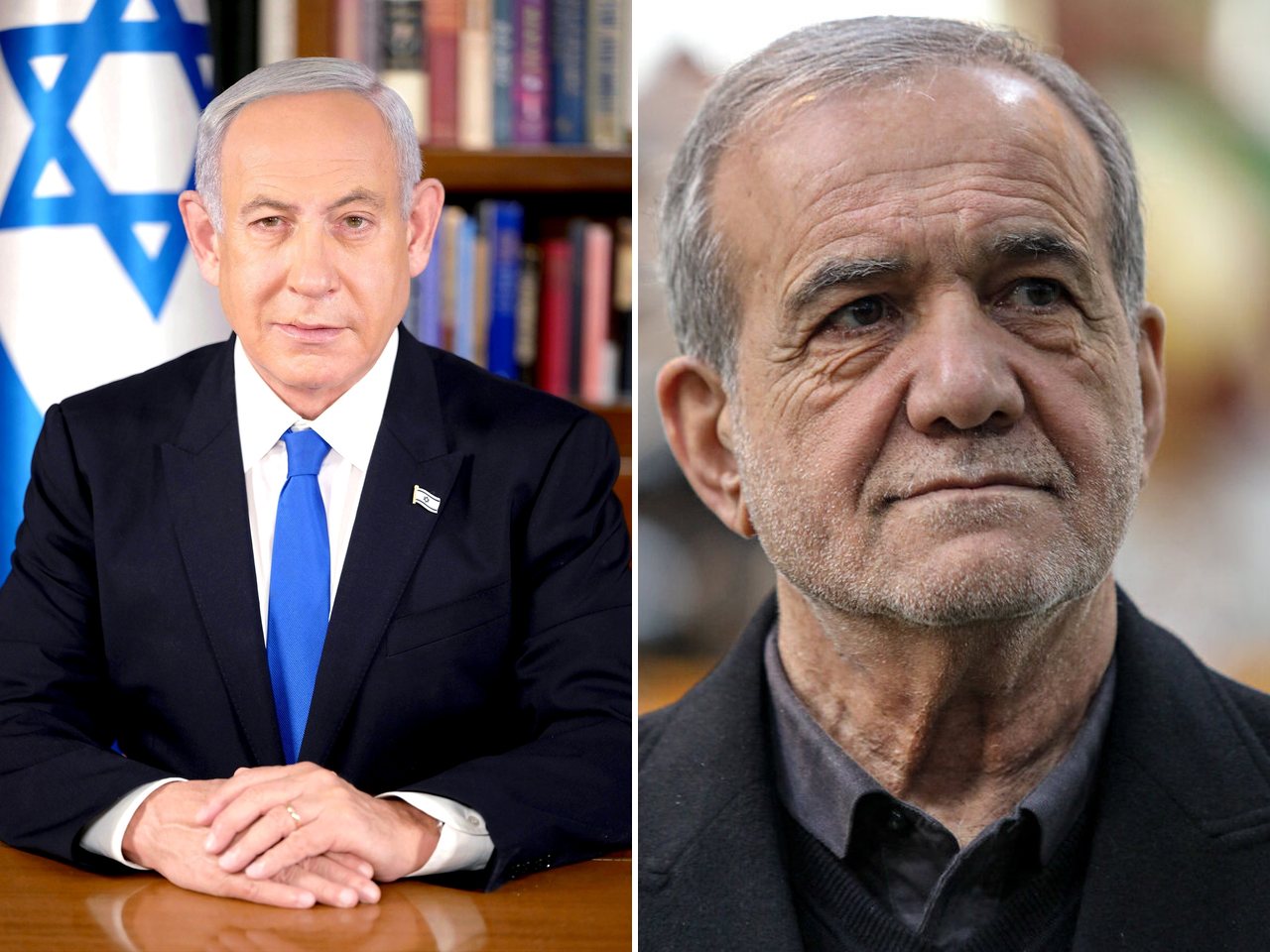 Israeli Prime Minister Benjamin Netanyahu and Iranian President Masoud Pezeshkian (file photo)