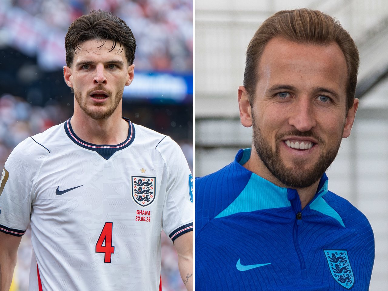 Arsenal midfielder Declan Rice and Bayern Munich striker Harry Kane (file photo)