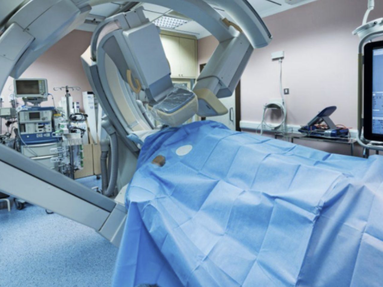 A coronary stenting procedure in a hospital cath lab (file photo)