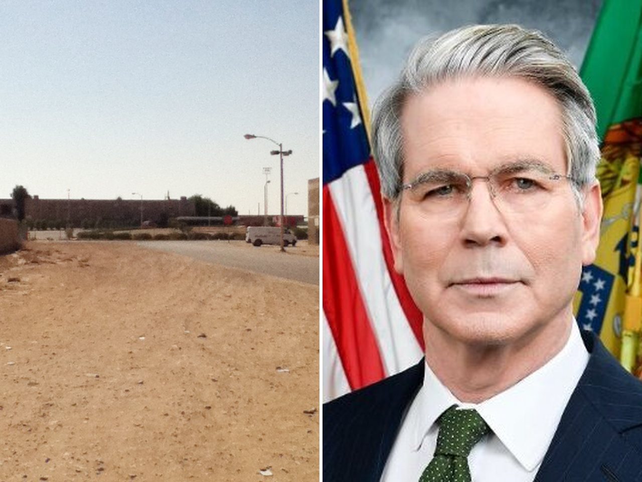 King Khalid International Airport, Riyadh, and US Treasury Secretary Scott Bessent (file photos)