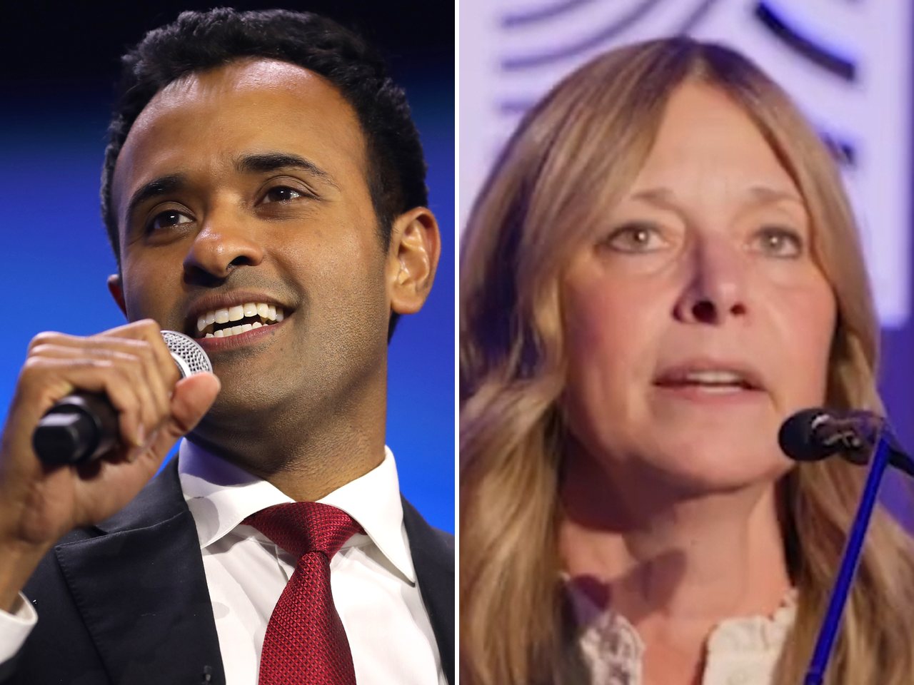 Ohio governor candidates Vivek Ramaswamy and Amy Acton (file photo)