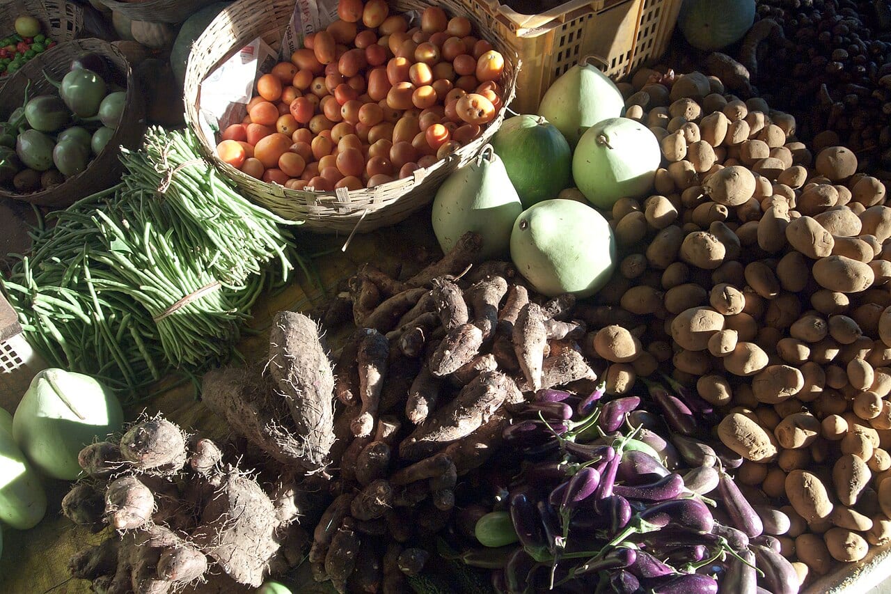 Vegetables for sale at a market in the Andaman Islands