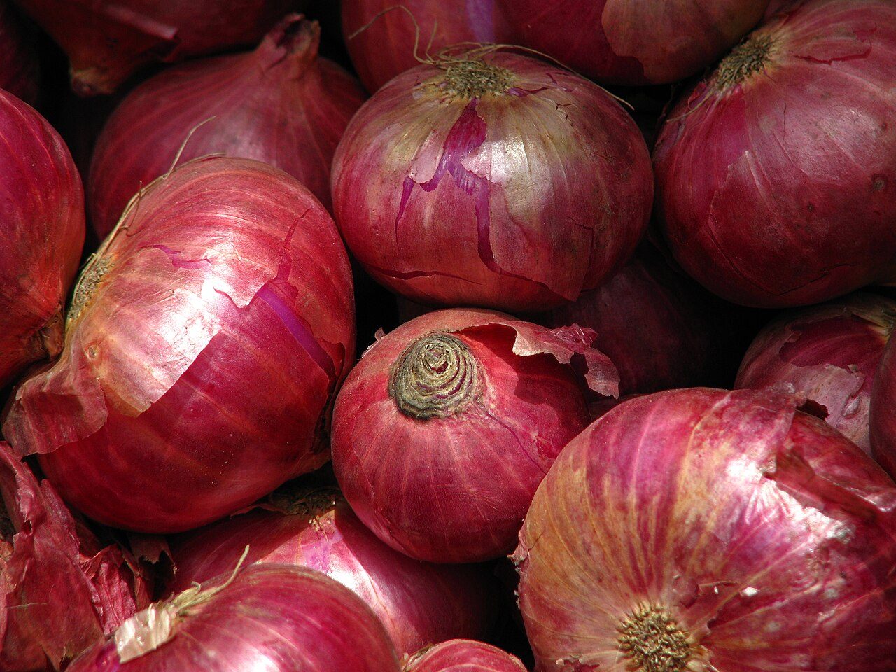 Sacks of onions at a vegetable market in India